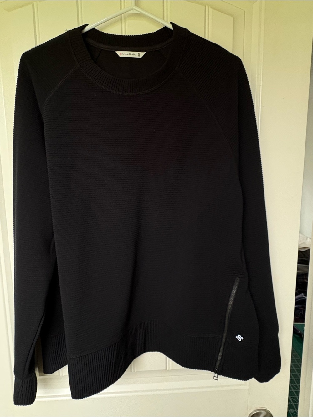 Sandro Black Crewneck Sweater with Side Zip Detail